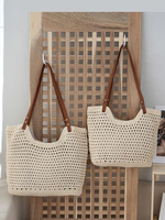 Sac fourre-tout en coton tricoté personnalisé avec logo, sac de plage réutilisable pour femme, sac à main pour usage quotidien avec boucle magnétique cachée