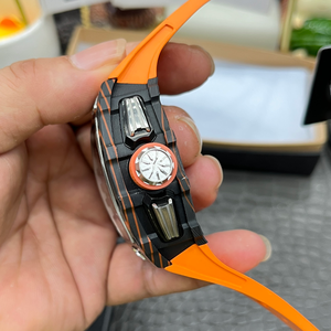 High-quality Tonneau Automatic Chronograph Men's <b>Watch</b> Featuring Carbon Fiber case 40mm Hollow Dial Rubber Strap Mechanical - Product Image 5