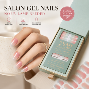 Bandes de gel semi-durcies pour ongles avec motif Aura Ombré Menthe Pêche Sorbet Vertical pour l'esthétique Clean Girl, pour ongles DIY et de salon - Product Image 1