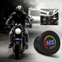 Voltmeter tegangan Digital LED DC 12V, Voltmeter warna-warni untuk berkemah