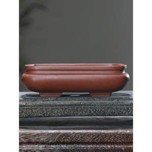 Maceta Rectangular de Arcilla Morada para Bonsái, Cerámica Yixing Hecha a Mano, Diseño Clásico Chino Antiguo, Maceta para Calamus - Product Image 1