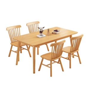 Table à manger en bois massif, petite table rectangulaire moderne de luxe minimaliste avec chaises pour la maison - Product Image 1