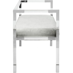 Panca in acrilico trasparente panca camera da letto Couture casa <span class=keywords><strong>Anastasia</strong></span> 47 pollici Glam griy e argento panca in acrilico - Product Image 2