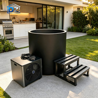 Piscine à immersion froide moderne en acier inoxydable avec refroidisseur et marches, baignoire à glace en métal durable pour athlètes professionnels