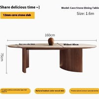 Ensemble de table à manger de style français, 6 places, 10 places, marbre avec chaises, design moderne, plateau en pierre en forme de goutte