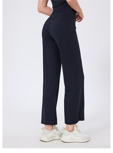 Pantalones de yoga de cintura alta y pierna ancha para mujer al por mayor con bolsillo trasero, efecto levantacola, pantalones rectos para gimnasio, pilates y deportes casuales - Product Image 3