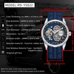 นาฬิกา Pagani Design รุ่น PD-YS022 ใหม่ล่าสุด นาฬิกาข้อมือผู้ชาย ระบบตูร์บิญอง โครงกระดูก นาฬิกาอัตโนมัติ สายยาง นาฬิกาจักรกลสำหรับผู้ชาย ของขวัญ - Product Image 3