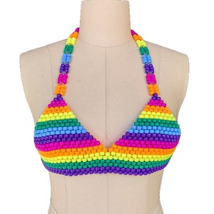 Nouveau Soutien-gorge Kandi perlé arc-en-ciel à motifs pour femmes et enfants, idéal pour les photos de bikini Kandi, les tenues de festival <span class=keywords><strong>Burning</strong></span> <span class=keywords><strong>Man</strong></span> et les tenues Pride - Product Image 5