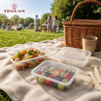 Contenants de préparation des repas en plastique PP de qualité alimentaire TeGuan TG385 noirs pour la maison et la cuisine, 500 ml, avec couvercles jetables compatibles micro-ondes
