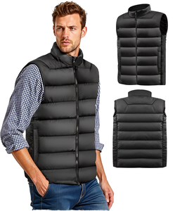Chaleco de Traje Formal Negro para Hombre, Talla Grande, Cuello en V, Cierre de Cremallera, Tela Transpirable, Servicio OEM, Primavera/Otoño - Product Image 1