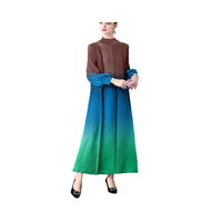 Robe maxi décontractée d'été élégante Miyaki, écologique, ODM, grande taille, femme, dégradé naturel, ample, plissée, en mousseline, tailles 2XL 3XL