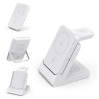 Support de charge sans fil 4-en-1 15W, batterie externe magnétique portable pour smartphones et montres connectées