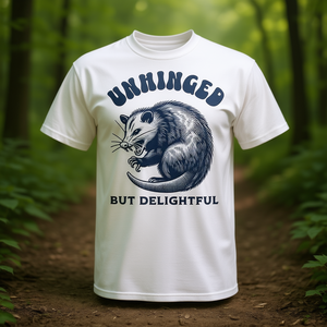 Camiseta gráfica Opossum Unhinged But Delightful para adultos, manga corta, cuello redondo, unisex - Product Image 3