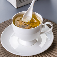 Ensemble de tasses à café au lait et soucoupes en céramique de style minimaliste pour cafés et hôtels, avec motifs