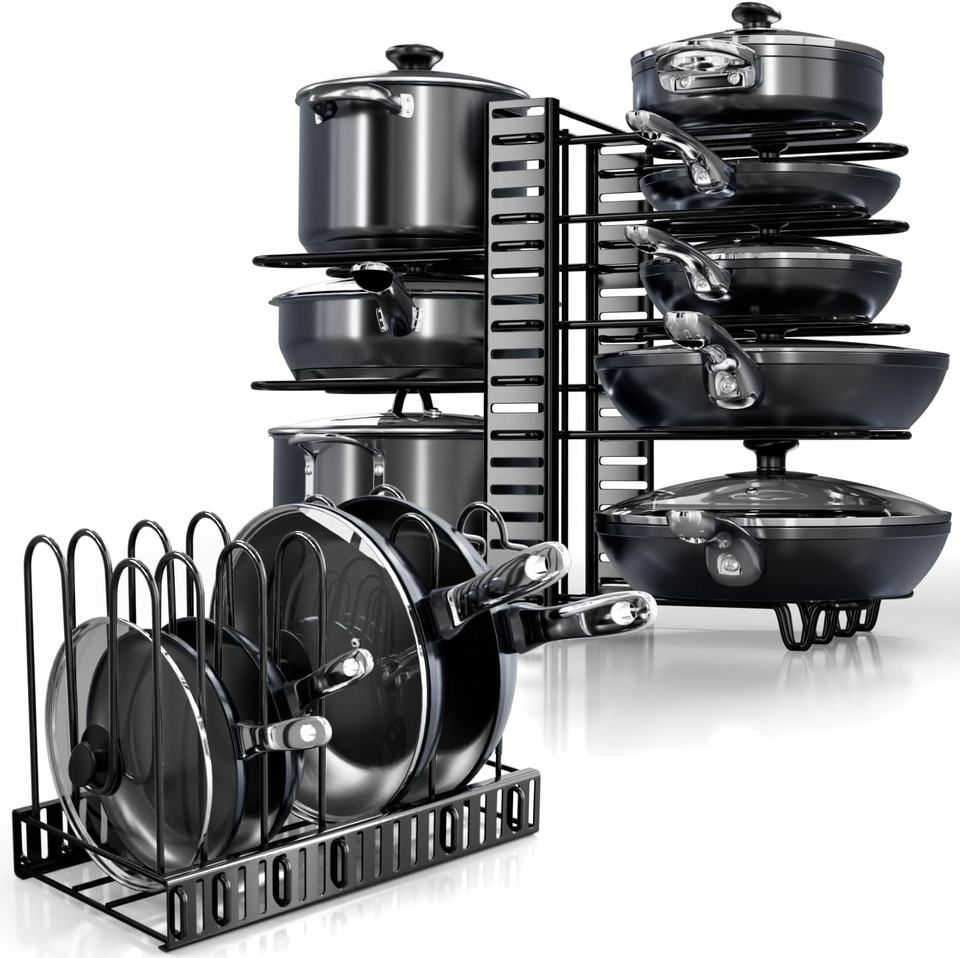 Pot Draining Rack Kitchen Sink Drain Rack Carbon Steel Sponge Pot 5/8 Tier Art Storage ...