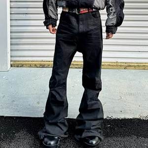 Vente en gros transfrontalière Jeans évasés à coupe slim en style urbain américain, enduits de cire, longueur au sol, pour hommes et femmes - Product Image 3