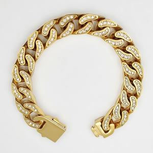 Nouveau design 2024, bracelet cubain en acier inoxydable poli miroir anti-allergie de 12 mm avec moissanite, vente en gros - Product Image 2