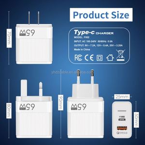 New PD33W 65W GAN Type <b>C</b> Charger 2-Port A+<b>C</b> Fast Charger With QC3.0 Smart USB Adapter for Mobile Phone <b>Charging</b> - Product Image 4