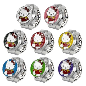 Anillo Reloj Superventas <span class=keywords><strong>Hello</strong></span> Kitty Reloj de cuarzo Anillo Correa elástica Material de acero inoxidable Estilo de moda Relojes para niños - Product Image 3