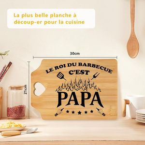 Planche à découper rectangulaire en bambou PAPA Text Flames Stars Design - 1 cm d'épaisseur Origine Chine - <span class=keywords><strong>Cadeau</strong></span> de fête des pères pour papa fils fille - Product Image 3