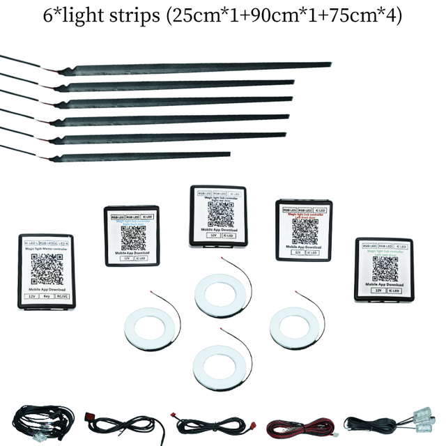 King Show Star RGB Car Interior LED Ambient Light 6 in 1 APP Control Dynamic Neon Strip Light Car Atmosphere Lighting Kit