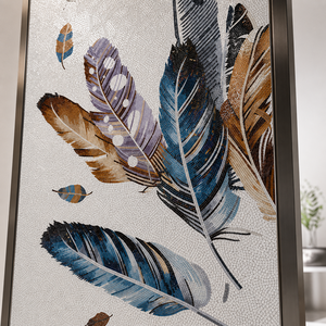 Mosaïque murale artistique personnalisée en céramique <span class=keywords><strong>de</strong></span> jade glacé découpée à la main avec plumes colorées <span class=keywords><strong>pour</strong></span> hôtel, bar, maison, <span class=keywords><strong>cloison</strong></span> décorative, mur d'accentuation - Product Image 5