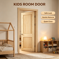 Natural Solid Pine Interior Door Unfinished Timber Door for Villa Inner Room Decoration
