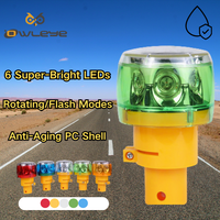 Feu de signalisation solaire à 6 LED avec modes clignotant/clignotant intensif/rotatif, en ABS/PC, IP66, pour routes urbaines et autoroutes