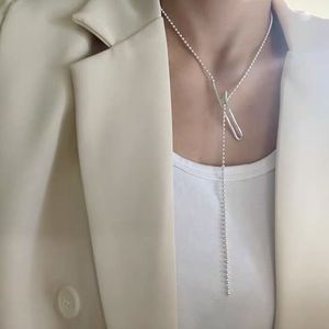 Collar de Cadena Geométrica de Plata de Ley S925, 60 cm de Largo, Diseño Minimalista para Mujer, Accesorio de Moda Otoño Invierno - Product Image 4