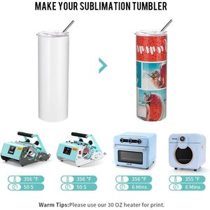 Gobelets en acier inoxydable en vrac de 20 oz, paquet de 12 tasses blanches maigres, couvercles de paille en métal, ébauches de sublimation pour nouveau garder au chaud - Product Image 4
