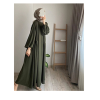 Abaya ample et modeste à la vente chaude pour les femmes musulmanes, nouveau pull modeste en crêpe glacé avec manches lanternes, robe sans couture grande taille