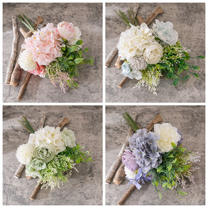 Ramo de Hortensias Artificiales en Azul, Verde y Morado para Decoración del Hogar y Bodas - Product Image 3