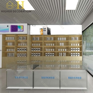 Diseño de tienda de teléfonos móviles, Mostrador de exhibición de vidrio templado personalizado, accesorio de <span class=keywords><strong>madera</strong></span> para teléfono móvil, vitrina para tienda de teléfonos - Product Image 2