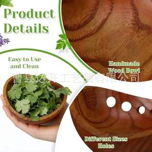ชามไม้เนื้อแข็งรูปทรงแท่งทองคำ 5 ช่อง สำหรับปอกใบผักและสมุนไพรสด - Product Image 4