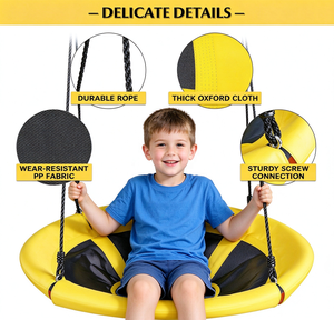 CreateFun 40 Inch <strong>Saucer</strong> <strong>Swing</strong> Adjustable Height Round Outdoor Hanging Seat for Garden - Product Image 6