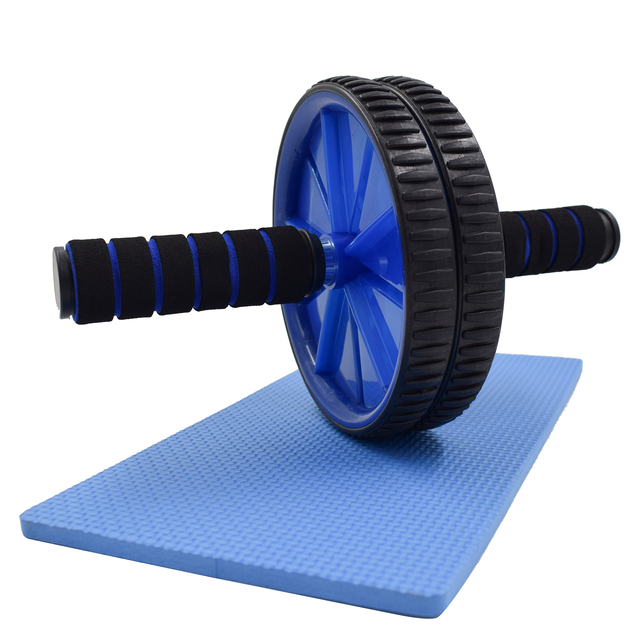 Custom Logo Steel Wheel Roller with Knee Mat Abdominal Home Gym Equipment for Unisex Muscle Workout Fitness Exercise