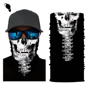 Neck Warmer Face Skull Custom Logo 100% Polyester Microfiber Tube Bandanas Neck Gaiter