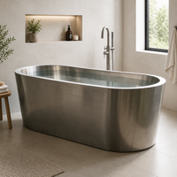 Bain de glace haut de gamme en acier inoxydable pour spa à domicile, baignoire de plongée froide d'extérieur pour thérapie, taille personnalisée, ovale 90 gallons, pour 2 personnes, avec couvercle, direct usine