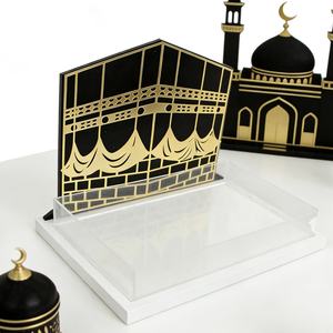 Décoration <span class=keywords><strong>de</strong></span> table pour le Ramadan, fournisseur <span class=keywords><strong>de</strong></span> décoration <span class=keywords><strong>de</strong></span> <span class=keywords><strong>la</strong></span> maison, cadeaux islamiques du Ramadan, plateau à nourriture en acrylique transparent noir et or, <span class=keywords><strong>Kaaba</strong></span> - Product Image 2