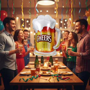Ballon en forme de chopes de bière en aluminium 72 cm, design « Cheers », décoration de fête - Product Image 2