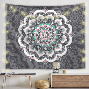 Indien Bohème Lotus Fleur Sarcelle Mandala Tapis <span class=keywords><strong>Tapisserie</strong></span> Tenture Literie Tapisseries - Product Image 4