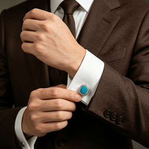 Blue White Colors Shirt Sleeve Buttons Creative Round Cufflinks for Men's Party Jewelry Gift - Product Image 4