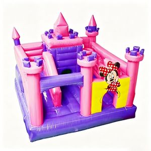 Château gonflable à thème <span class=keywords><strong>de</strong></span> dessin animé en PVC avec <span class=keywords><strong>toboggan</strong></span>, facile à installer, rose et violet, pour les enfants, les sauts et les parcs d'attractions - Product Image 5