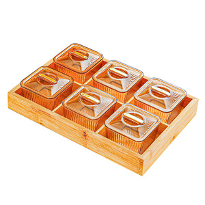 Plato para Frutos Secos de Seis Compartimentos con Tapa de Plástico, Rectangular, Tamaño L, para Guardar en Fiestas - Product Image 3