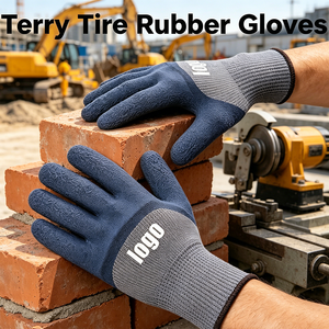 Gants <span class=keywords><strong>de</strong></span> sécurité en caoutchouc Terry enduits <span class=keywords><strong>de</strong></span> latex antidérapants avec doublure en coton pour la construction et l'entrepôt (vente en gros) - Product Image 1