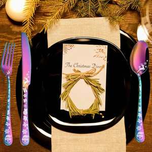 Juego de Cubiertos de Acero Inoxidable con Grabado Láser Navideño al por Mayor, Cuchillo, Tenedor y Cuchara para Restaurante, Hotel, Regalo de Navidad - Product Image 3