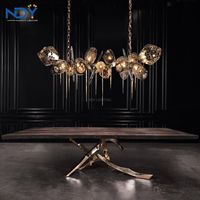 Lustre moderne en verre ambré en forme de boule, luminaire suspendu de luxe pour salle à manger, salon, hall d'hôtel, décoration de hall