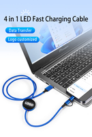 Nouveaux accessoires pour téléphones mobiles, logo personnalisé, câble de charge Type C 3A, chargeur de téléphone 4 en 1, charge rapide PD60W pour tous les appareils