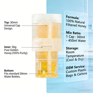 Menger Bee Food Grade PET <b>Plastic</b> Honey Bottle <b>Cap</b> with Easy Open End Portable Design for Honey & Water Bottles 36g Capacity - Product Image 4