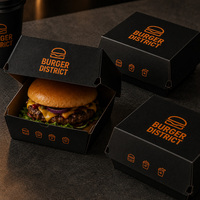 Boîtes alimentaires, emballages à emporter, contenants jetables en papier kraft imprimés sur mesure pour les restaurants de restauration rapide, livraison de hamburgers et de frites